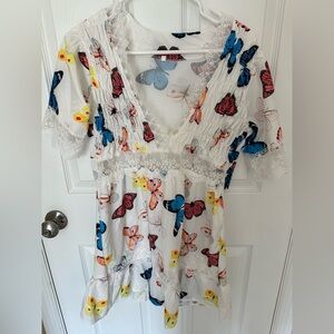 Floral Butterfly Print Dress